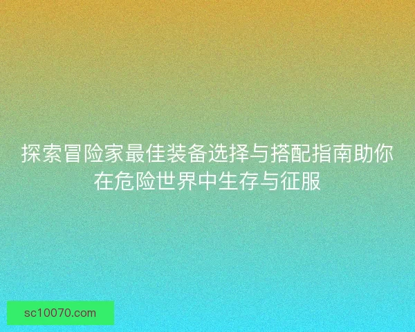 探索冒险家最佳装备选择与搭配指南助你在危险世界中生存与征服